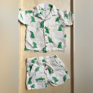 HEMA Baby Boy Dinosaur Button Up Shirt & Shorts Set 6-9M EU 74